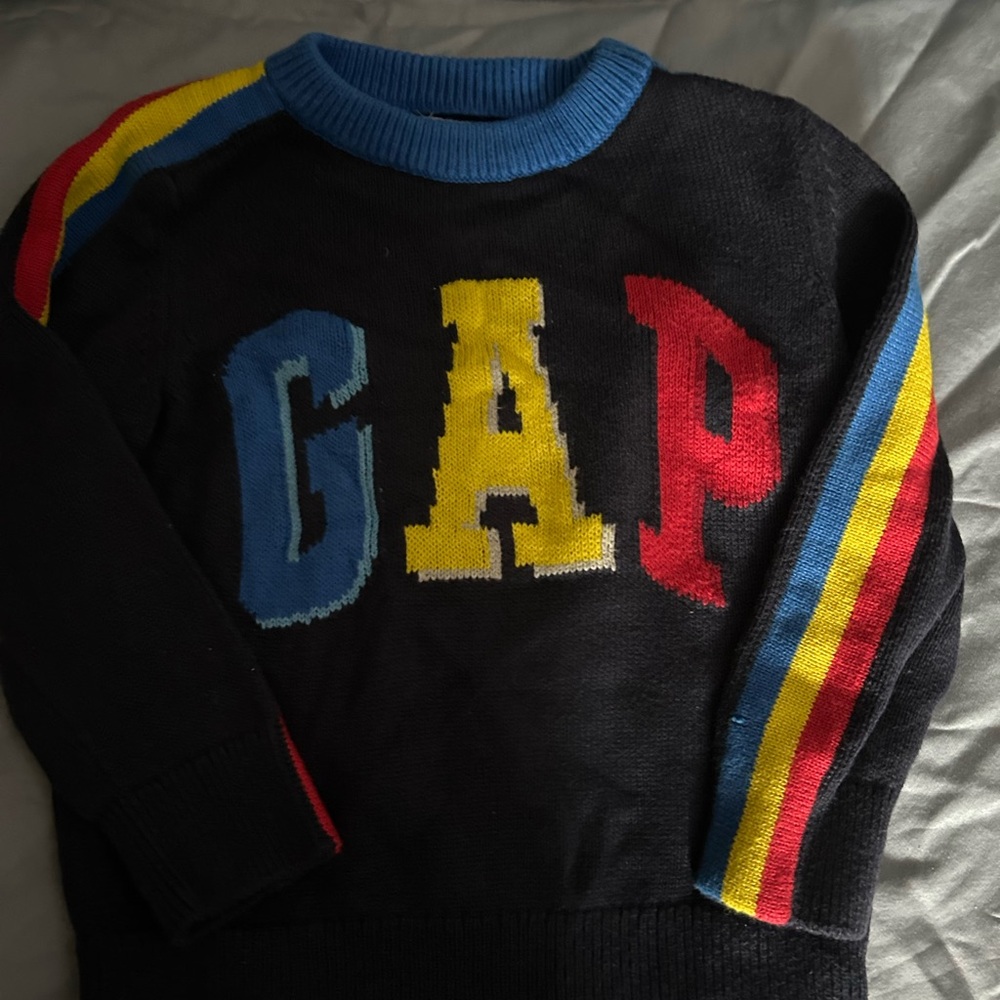 GAP Black and Blue Crewneck Sweater with Bold Logo